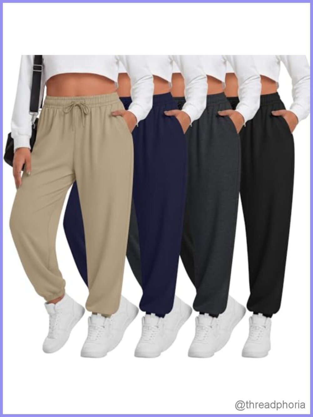 Plus Size Lounge Sweatpants 4 Pack Drawstring Pockets